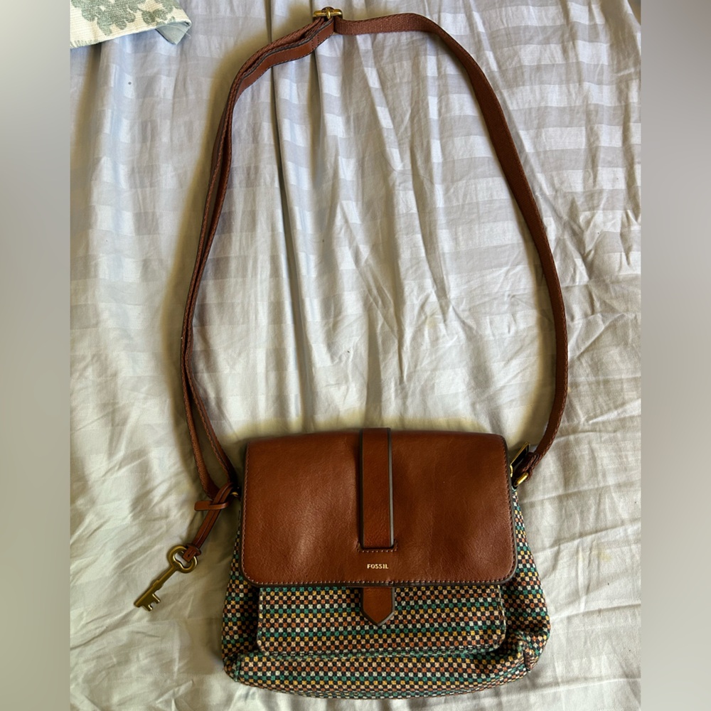 Fossil Brown Leather Crossbody Bag